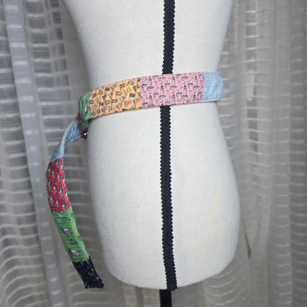 Vineyard Vines Fabric Patchwork D-Ring 100% Cotton Medium Belt